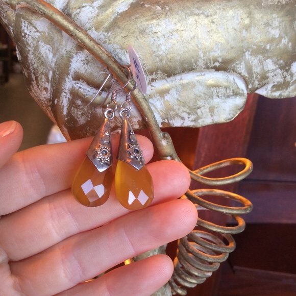 RETIRED LISTING Amber Citrine Faceted Droplet - Picture 2 of 8